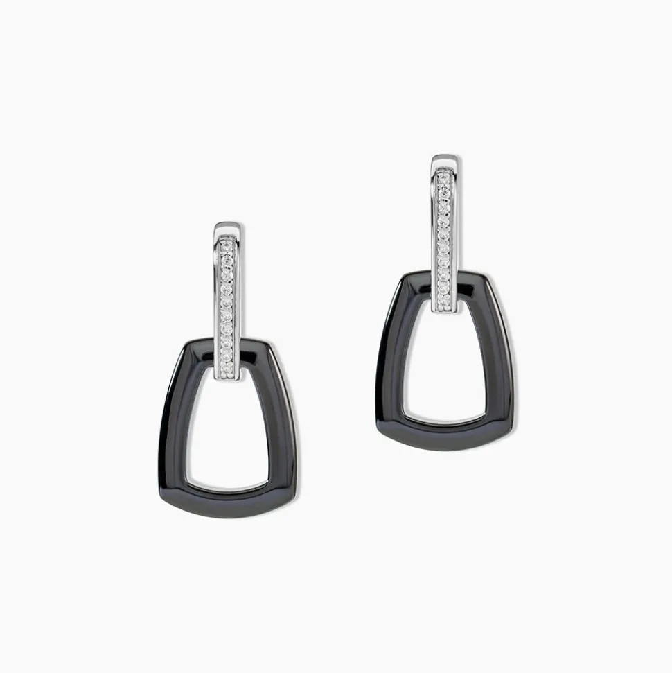 Boucles D'oreilles Pendantes Ezra Argent Blanc Céramique Et Oxyde