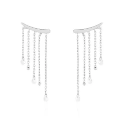 Boucles D'oreilles Pendantes Cainan Argent Blanc Oxyde De Zirconium