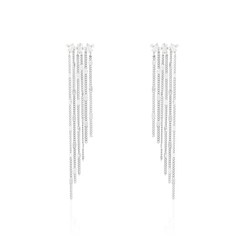 Boucles D'oreilles Pendantes Argent Blanc Vilko Oxyde