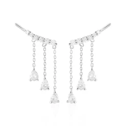 Boucles D'oreilles Pendantes Rilla Argent Blanc Oxyde De Zirconium