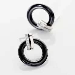 Boucles D'oreilles Pendantes Bertillianne Argent Céramique Et Oxyde