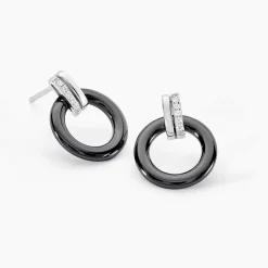 Boucles D'oreilles Pendantes Bertillianne Argent Céramique Et Oxyde