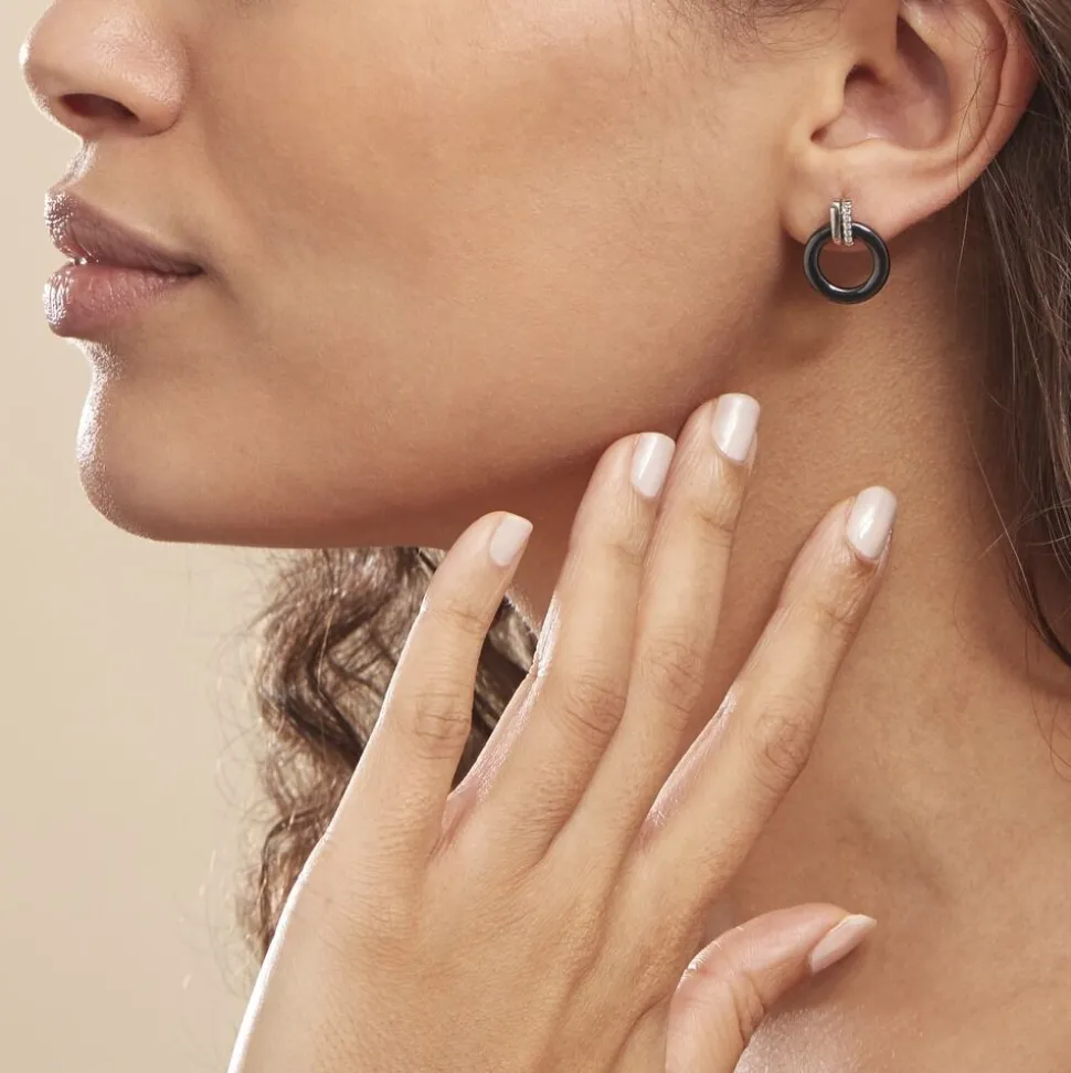 Boucles D'oreilles Pendantes Bertillianne Argent Céramique Et Oxyde
