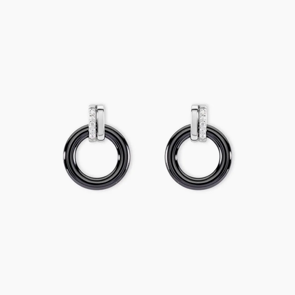 Boucles D'oreilles Pendantes Bertillianne Argent Céramique Et Oxyde