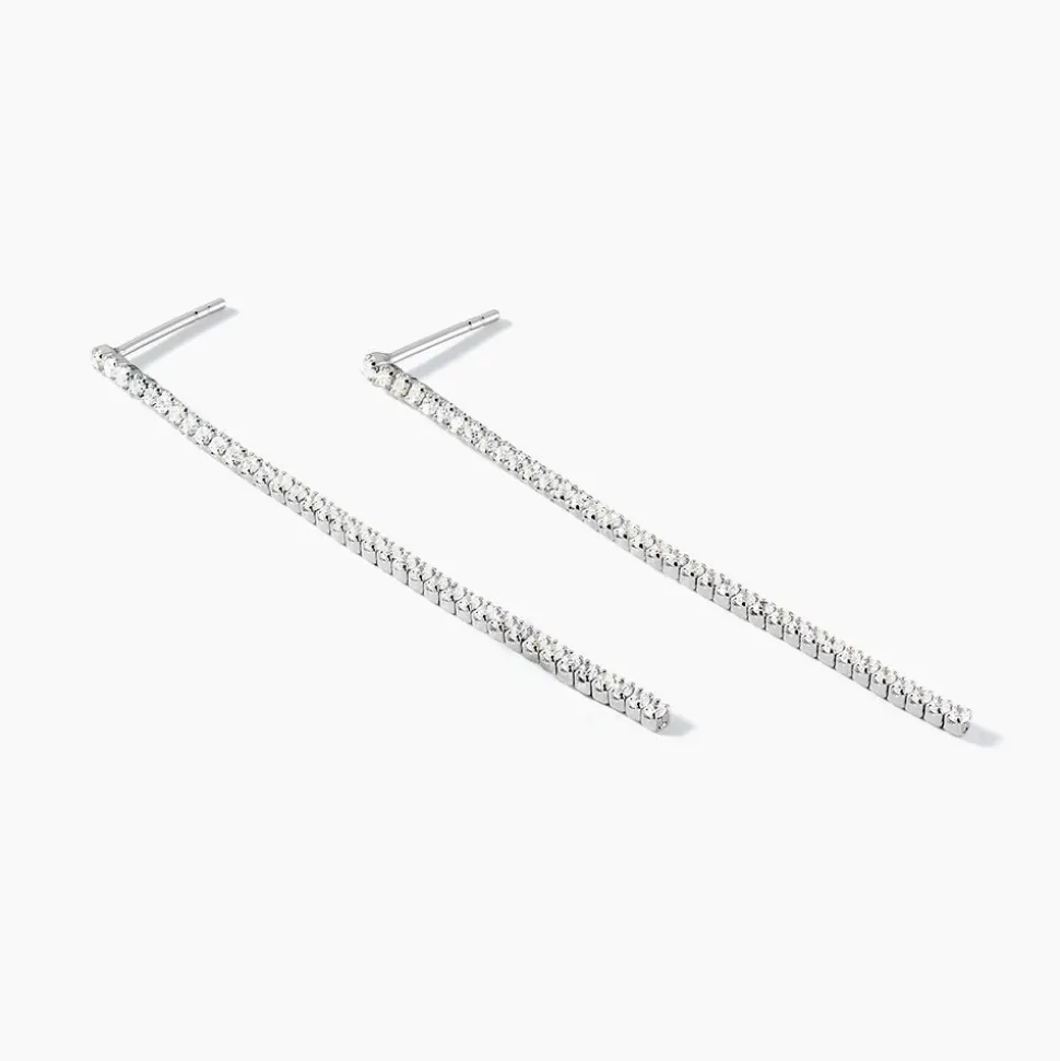 Boucles D'oreilles Pendantes Lou-anne Argent Blanc Oxyde De Zirconium