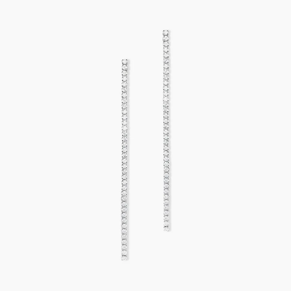Boucles D'oreilles Pendantes Lou-anne Argent Blanc Oxyde De Zirconium
