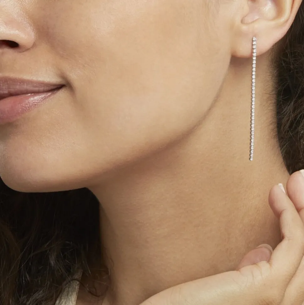 Boucles D'oreilles Pendantes Lou-anne Argent Blanc Oxyde De Zirconium