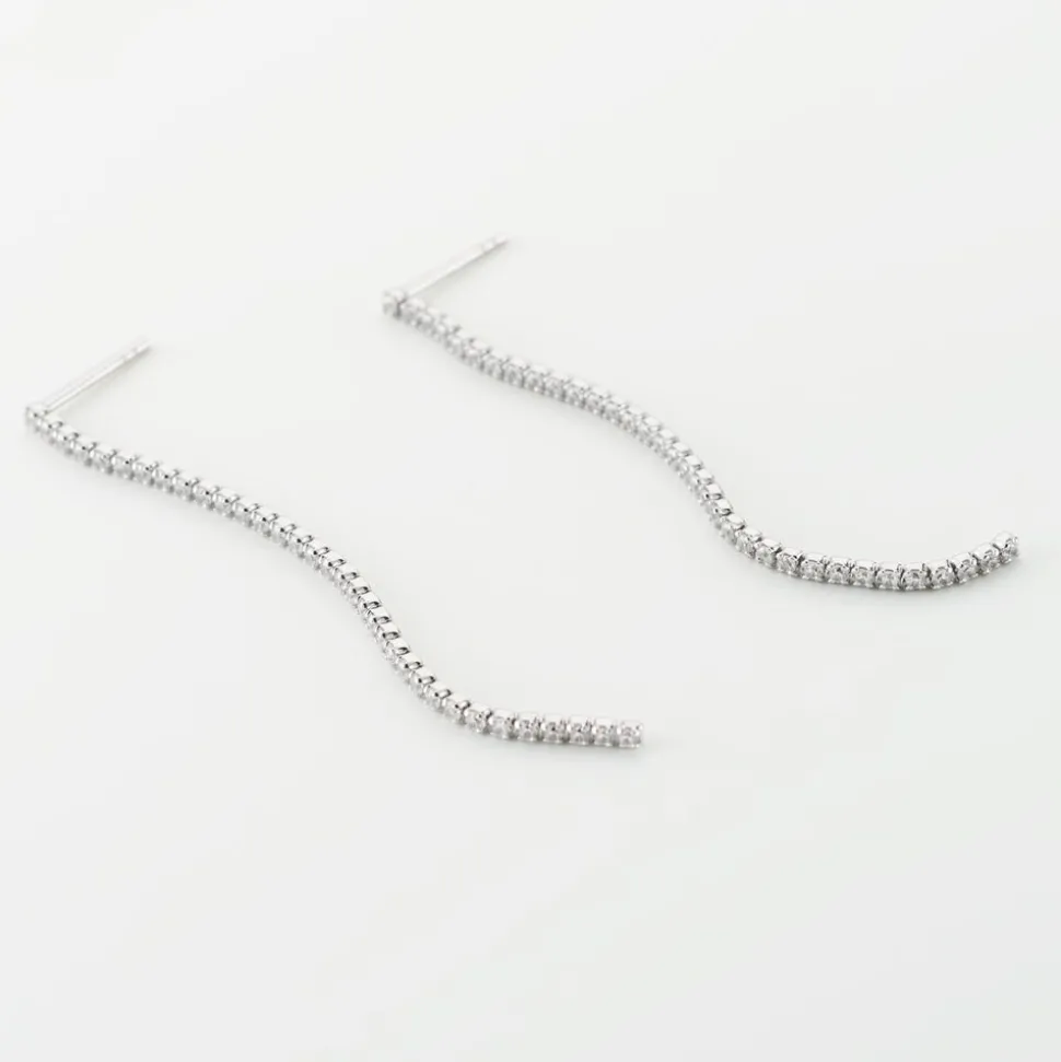 Boucles D'oreilles Pendantes Lou-anne Argent Blanc Oxyde De Zirconium