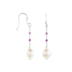 Boucles D'oreilles Pendantes Kerri Argent Blanc Perle De Culture|Marc Orian Clearance