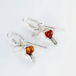 Boucles D'oreilles Pendantes Argent Blanc Abellia Ambre|Marc Orian New