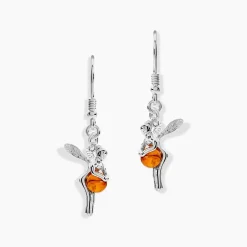 Boucles D'oreilles Pendantes Argent Blanc Abellia Ambre|Marc Orian New
