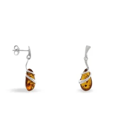 Boucles D'oreilles Pendantes Argent Blanc Melusine Ambre|Marc Orian Sale