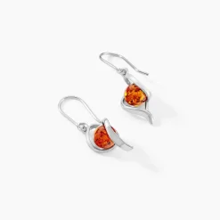 Boucles D'oreilles Pendantes Hilarionne Argent Blanc Ambre|Marc Orian New