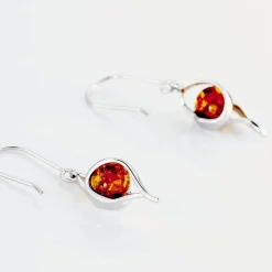 Boucles D'oreilles Pendantes Hilarionne Argent Blanc Ambre|Marc Orian New