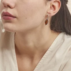Boucles D'oreilles Pendantes Vyara Argent Blanc Ambre|Marc Orian Online