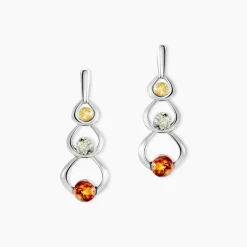 Boucles D'oreilles Pendantes Agneta Argent Blanc Ambre|Marc Orian Outlet