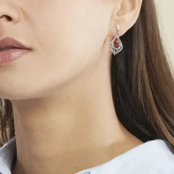 Boucles D'oreilles Pendantes Doralyn Argent Blanc Ambre|Marc Orian Discount