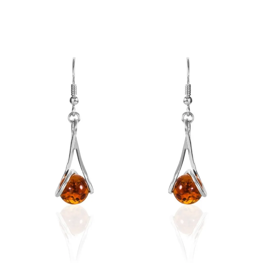 Boucles D'oreilles Pendantes Argent Blanc Simona Ambre|Marc Orian Hot