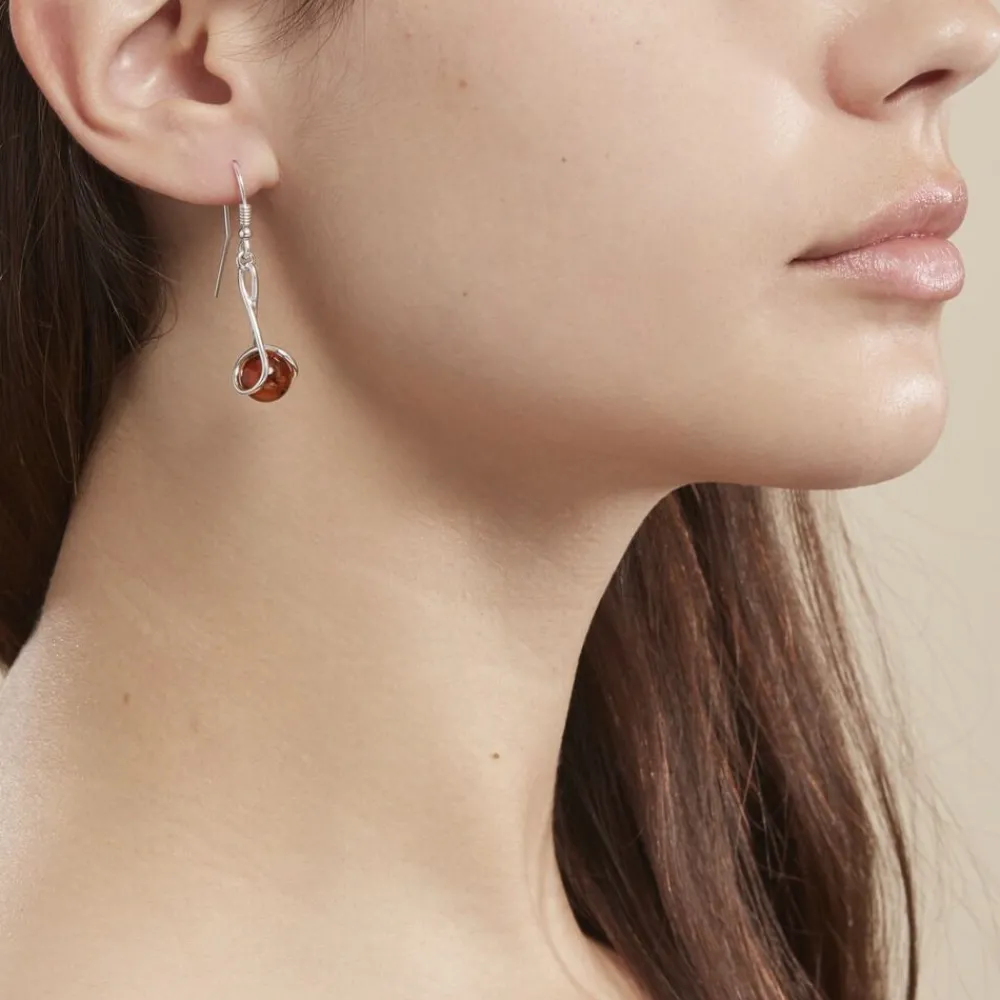 Boucles D'oreilles Pendantes Argent Blanc Simona Ambre|Marc Orian Hot