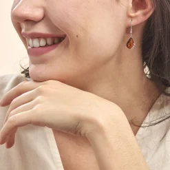 Boucles D'oreilles Pendantes Argent Blanc Lucina Ambre|Marc Orian