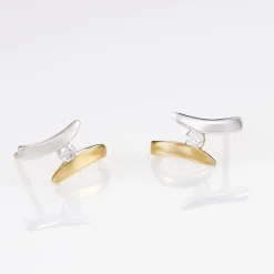 Boucles D'oreilles Pendantes Ascagne Or Bicolore Oxyde De Zirconium|Marc Orian Discount