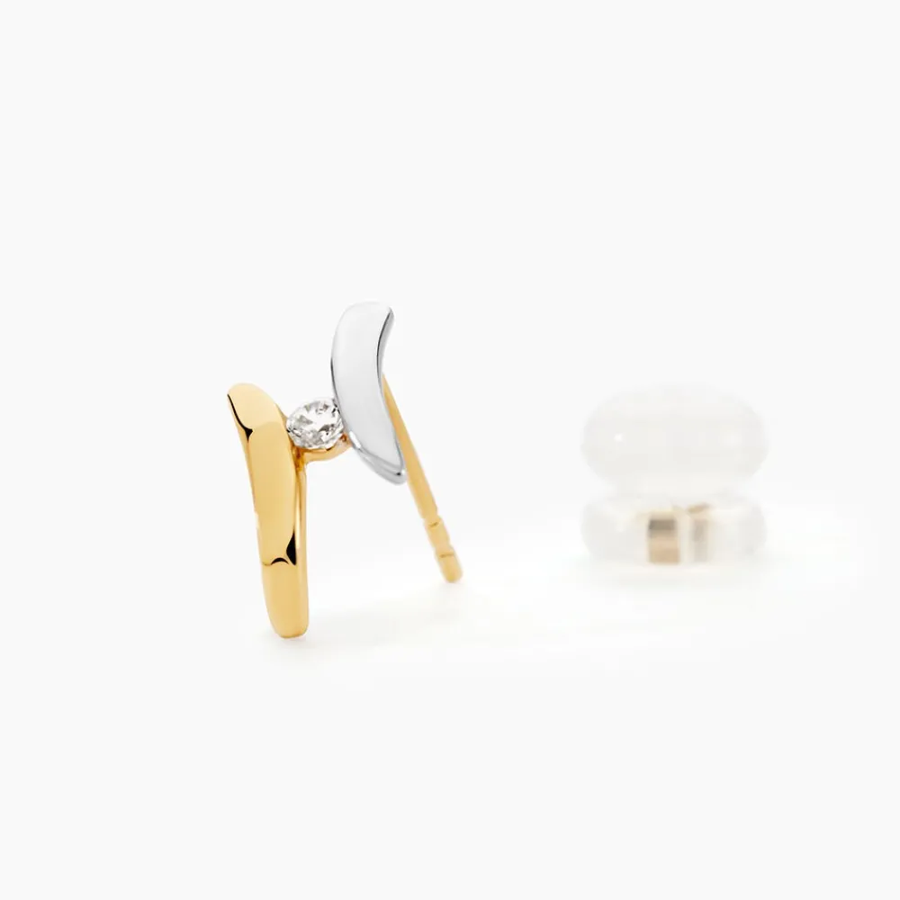 Boucles D'oreilles Pendantes Ascagne Or Bicolore Oxyde De Zirconium|Marc Orian Discount