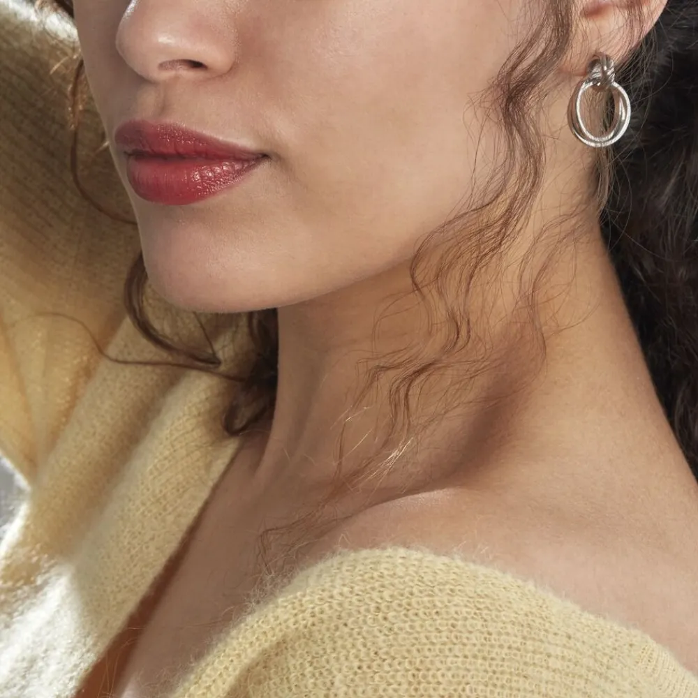 Boucles D'oreilles Pendantes Acier Blanc Allobrox|Marc Orian Sale