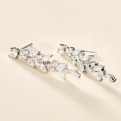 Boucles D'oreilles Pendantes Argent Blanc Precieux Flocon Oxyde|Marc Orian