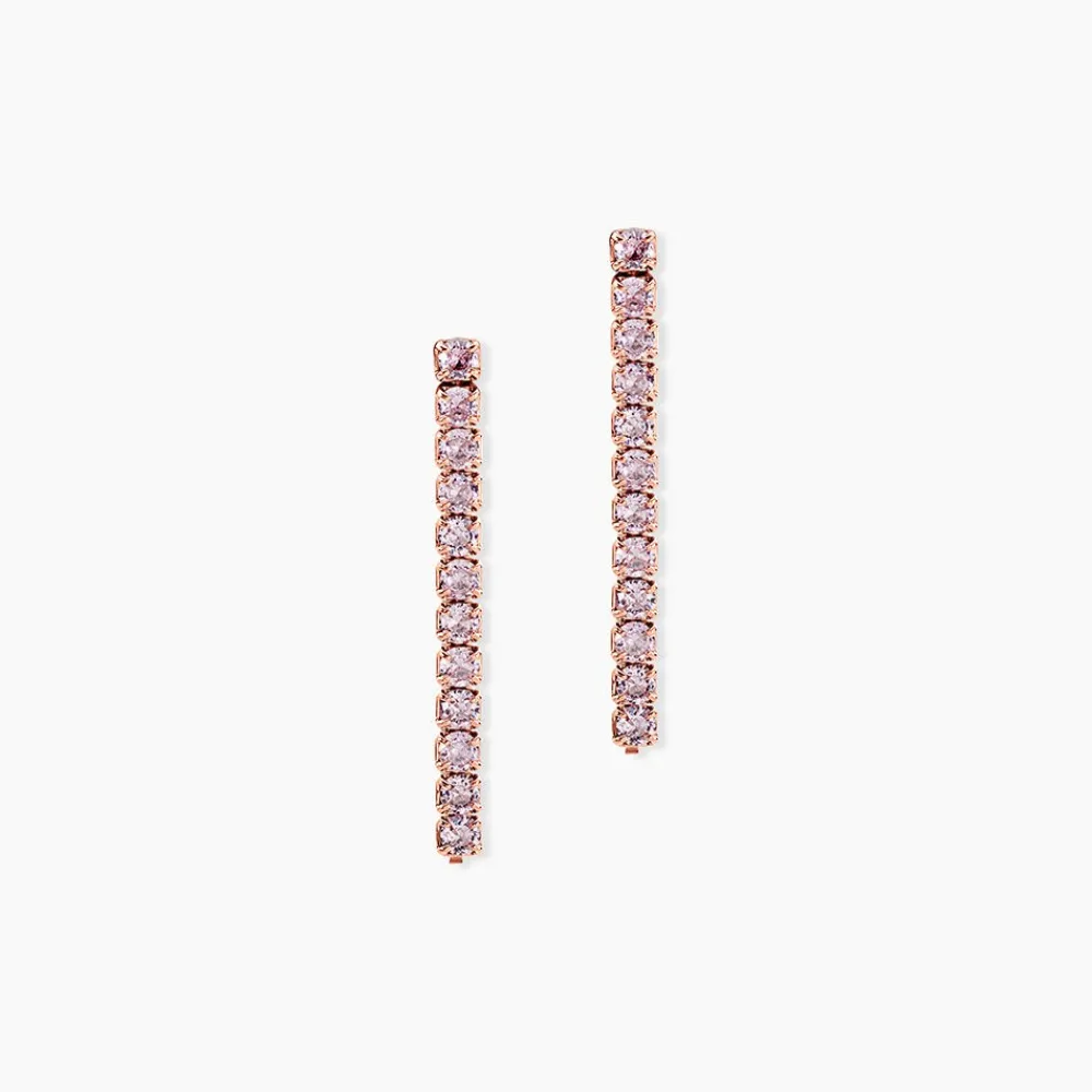Boucles D'Oreilles Pendantes Lexane Argent Rose Oxyde De Zirconium|Marc Orian New