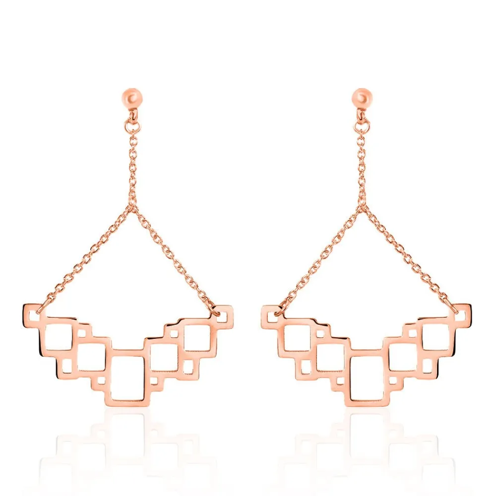 Boucles D'oreilles Pendantes Crispine Acier Rose|Marc Orian Discount