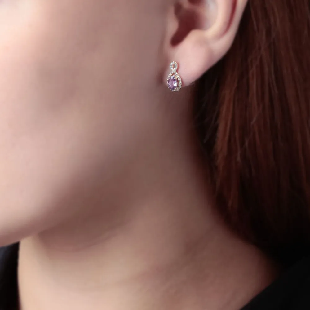 Boucles D'oreilles Pendantes Passion Or Jaune Amethyste Et Oxyde|Marc Orian Hot