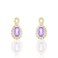 Boucles D'oreilles Pendantes Passion Or Jaune Amethyste Et Oxyde|Marc Orian Hot
