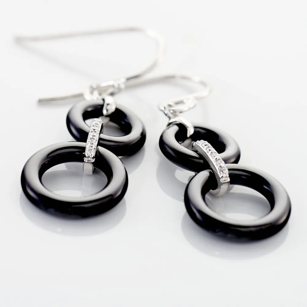 Boucles D'oreilles Pendantes Narcissa Argent Blanc Céramique Et Oxyde|Marc Orian Hot