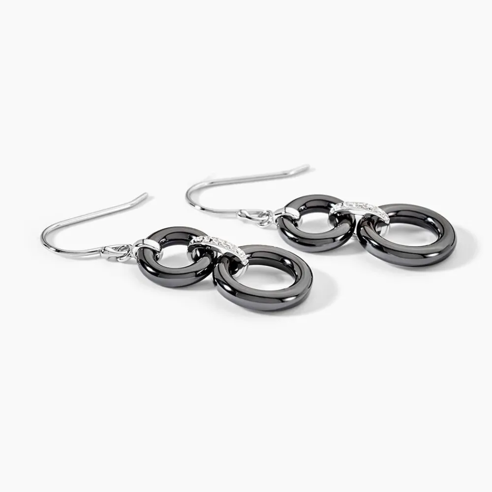 Boucles D'oreilles Pendantes Narcissa Argent Blanc Céramique Et Oxyde|Marc Orian Hot