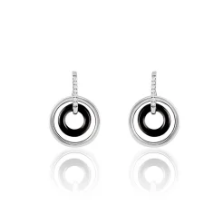 Boucles D'oreilles Pendantes Ina Argent Blanc Céramique Et Oxyde|Marc Orian