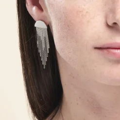 Boucles D'oreilles Pendantes Macie Argent Blanc|Marc Orian