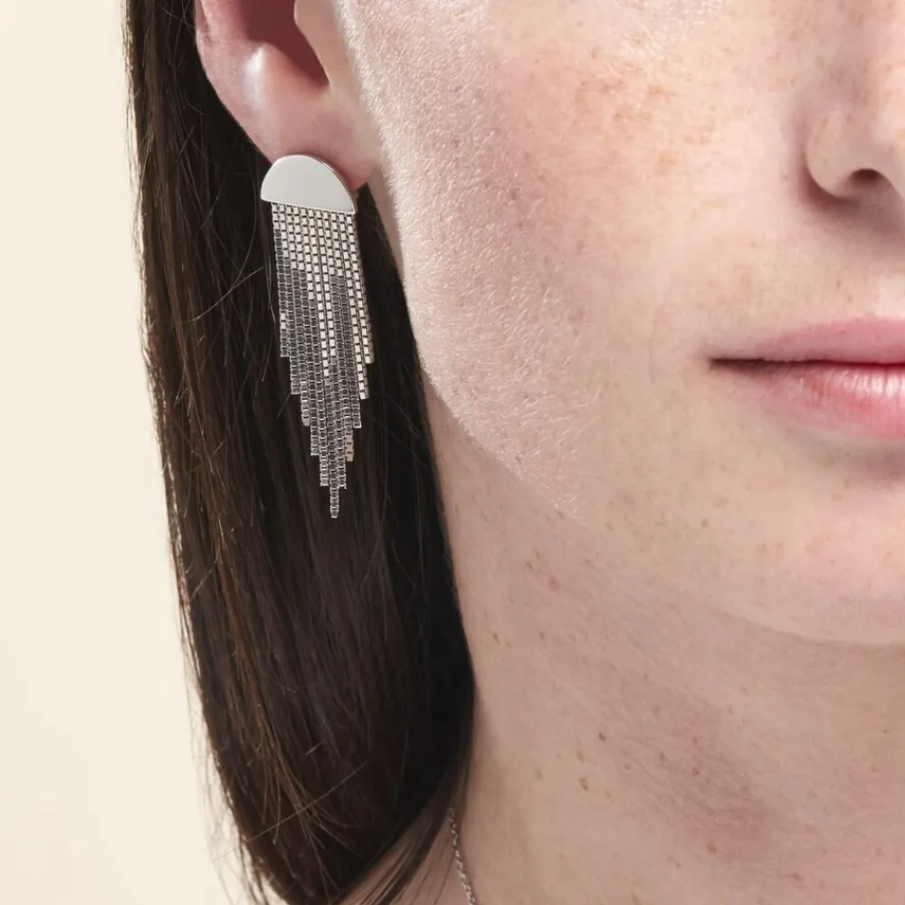 Boucles D'oreilles Pendantes Macie Argent Blanc|Marc Orian