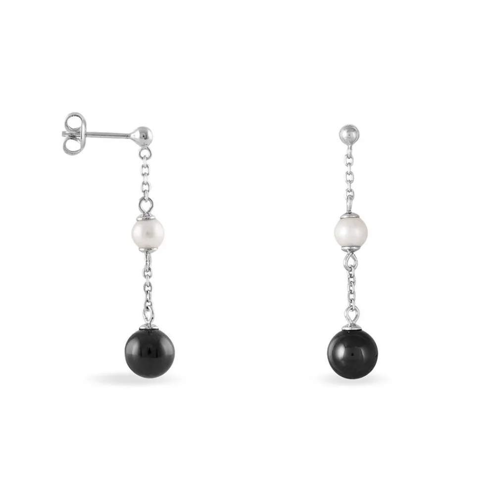 Boucles D'oreilles Pendantes Lucia Cera Argent Blanc Perle De Culture|Marc Orian Discount