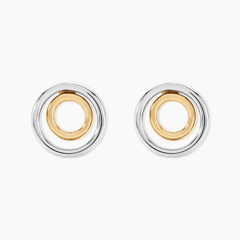 Boucles D'oreilles Pendantes Berangere Double Cercles Or Bicolore|Marc Orian