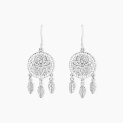 Boucles D'oreilles Pendantes Nemetona Argent Blanc Oxyde|Marc Orian