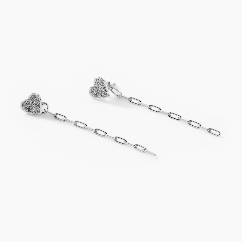 Boucles D'oreilles Pendantes Etincelante Argent Blanc|Marc Orian Best