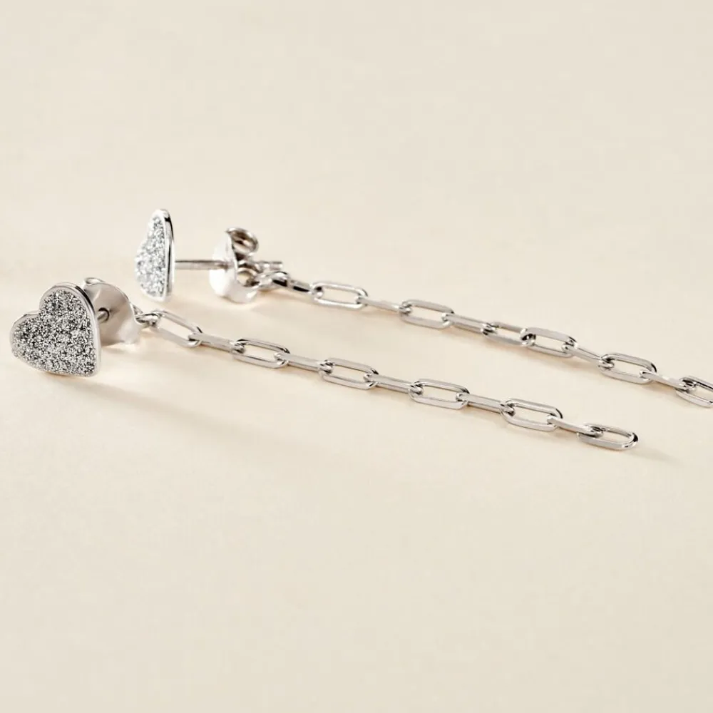 Boucles D'oreilles Pendantes Etincelante Argent Blanc|Marc Orian Best
