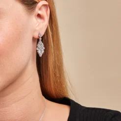 Boucles D'oreilles Pendantes Petales Argent Blanc Oxyde De Zirconium|Marc Orian Outlet