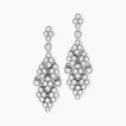 Boucles D'oreilles Pendantes Petales Argent Blanc Oxyde De Zirconium|Marc Orian Outlet