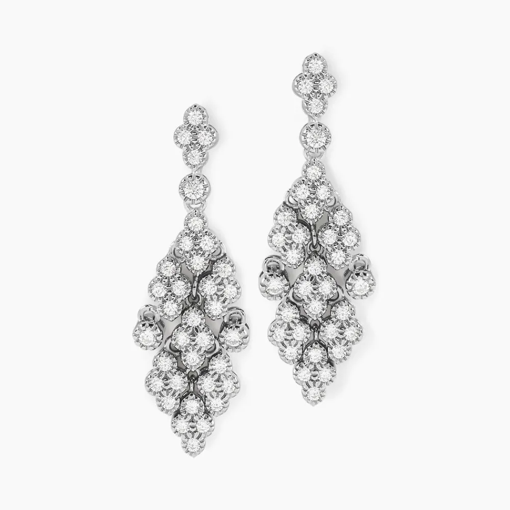 Boucles D'oreilles Pendantes Petales Argent Blanc Oxyde De Zirconium|Marc Orian Outlet