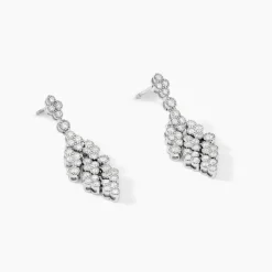 Boucles D'oreilles Pendantes Petales Argent Blanc Oxyde De Zirconium|Marc Orian Outlet