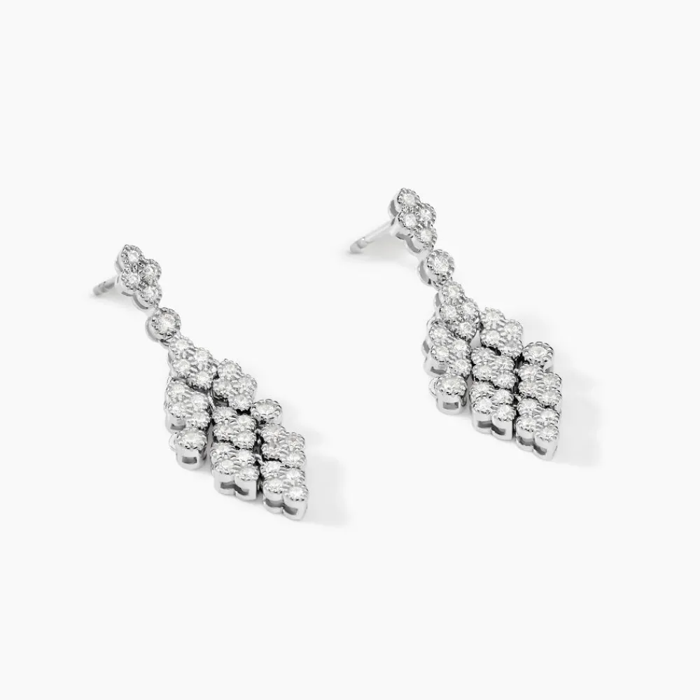 Boucles D'oreilles Pendantes Petales Argent Blanc Oxyde De Zirconium|Marc Orian Outlet