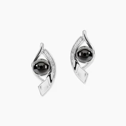 Boucles D'oreilles Pendantes Sharon Argent Blanc Céramique Et Oxyde|Marc Orian Sale