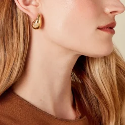 Boucles D'oreilles Pendantes Iliane Acier Doré|Marc Orian Online