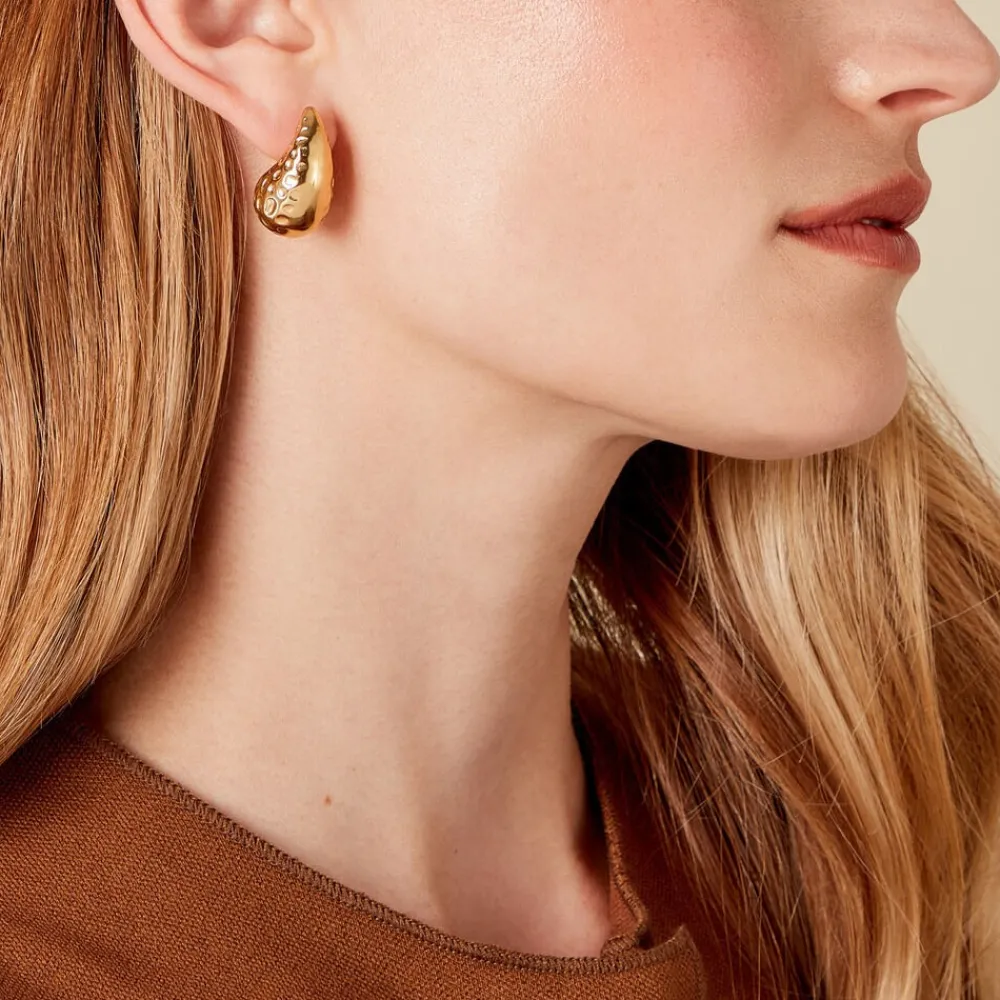 Boucles D'oreilles Pendantes Iliane Acier Doré|Marc Orian Online